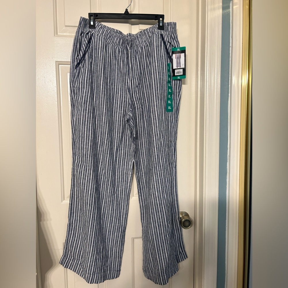 Briggs Blue & White linen beach Pants Size XL NWT